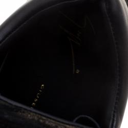 Pre Owned Giuseppe Zanotti Black Fabric And Leather Runner Mid Top Sneakers Size 40