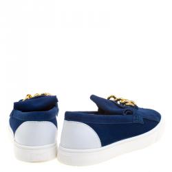 Pre Owned Giuseppe Zanotti Blue Fringed Suede Slip On Sneakers Size 40