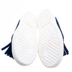 Pre Owned Giuseppe Zanotti Blue Fringed Suede Slip On Sneakers Size 40