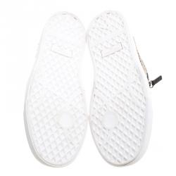 Pre Owned Giuseppe Zanotti Metallic Grey Python Embossed Leather Eve Slip On Sneakers Size 40