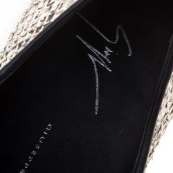 Pre Owned Giuseppe Zanotti Metallic Grey Python Embossed Leather Eve Slip On Sneakers Size 40