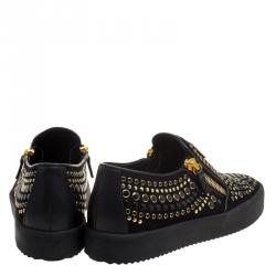 Pre Owned Giuseppe Zanotti Black Stud Embellished Suede Eve Slip On Sneakers Size 40