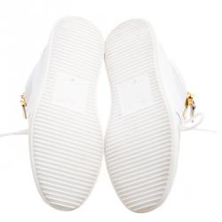 Pre Owned Giuseppe Zanotti White Suede And Leather Runner Mid Top Sneakers Size 37