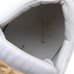 Pre Owned Giuseppe Zanotti White Suede And Leather Runner Mid Top Sneakers Size 37