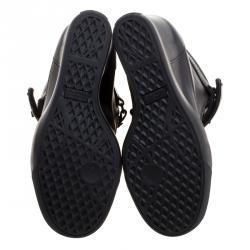 Pre Owned Giuseppe Zanotti Black Leather Lorenz  Wedge Sneakers Size 40