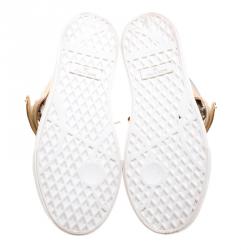 Pre Owned Giuseppe Zanotti Metallic Leather High Top Sneakers Size 38