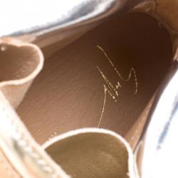 Pre Owned Giuseppe Zanotti Metallic Leather High Top Sneakers Size 38
