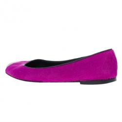 Pre Owned Giuseppe Zanotti Pink Pony Hair Cap Toe Ballet Flats Size 36