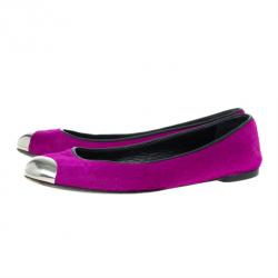 Pre Owned Giuseppe Zanotti Pink Pony Hair Cap Toe Ballet Flats Size 36