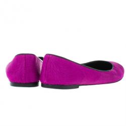 Pre Owned Giuseppe Zanotti Pink Pony Hair Cap Toe Ballet Flats Size 36