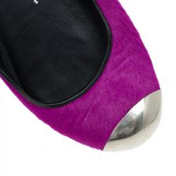 Pre Owned Giuseppe Zanotti Pink Pony Hair Cap Toe Ballet Flats Size 36