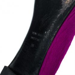 Pre Owned Giuseppe Zanotti Pink Pony Hair Cap Toe Ballet Flats Size 36