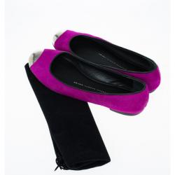 Pre Owned Giuseppe Zanotti Pink Pony Hair Cap Toe Ballet Flats Size 36