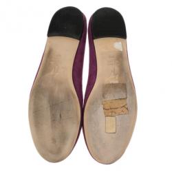 Pre Owned Giuseppe Zanotti Magenta Suede Crystal Skull Ballet Flats Size 39.5