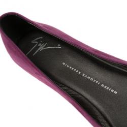 Pre Owned Giuseppe Zanotti Magenta Suede Crystal Skull Ballet Flats Size 39.5