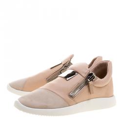 Pre Owned Giuseppe Zanotti Beige Leather and Suede Sneakers Size 37