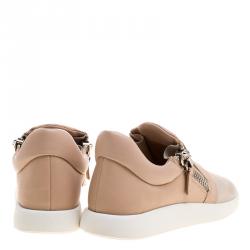 Pre Owned Giuseppe Zanotti Beige Leather and Suede Sneakers Size 37