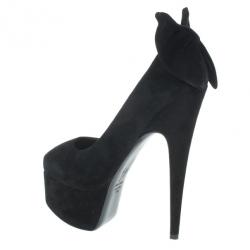 Pre Owned Giuseppe Zanotti Black Suede Debra Bow Platform Pumps Size 38.5