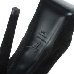 Pre Owned Giuseppe Zanotti Black Suede Debra Bow Platform Pumps Size 38.5