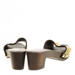 Pre Owned Giuseppe Zanotti Black Studded Suede Slip On Platform Clogs Size 38