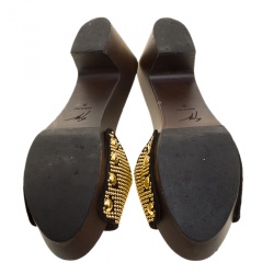 Pre Owned Giuseppe Zanotti Black Studded Suede Slip On Platform Clogs Size 38