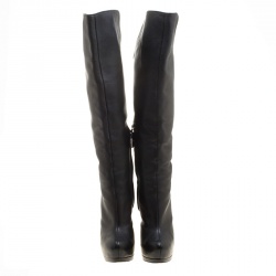 Pre Owned حذاء بوت جوسيبي زانوتي نعل سميك مرتفع للركبة جلد أسود مقاس 40