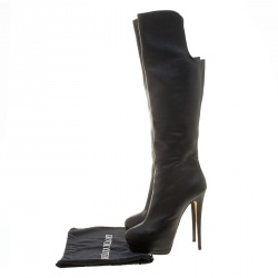 Pre Owned حذاء بوت جوسيبي زانوتي نعل سميك مرتفع للركبة جلد أسود مقاس 40