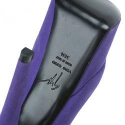 Pre Owned Giuseppe Zanotti Purple Suede Debra Bow Platform Pumps Size 36.5