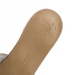 Pre Owned Giuseppe Zanotti Metallic Silver Crystal Embellished Toe Ring Flat Sandals Size 39