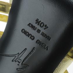 Pre Owned Giuseppe Zanotti Gold Mirrored Leather Caged Booties Size 40.5