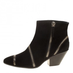 مملوكة مسبقًا Giuseppe Zanotti Black Suede Guns 55 Zip Detail Ankle Boots Size 40