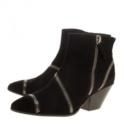 مملوكة مسبقًا Giuseppe Zanotti Black Suede Guns 55 Zip Detail Ankle Boots Size 40
