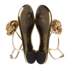 Pre Owned Giuseppe Zanotti Sequin Flower Thong Sandals Size 39