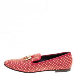 Giuseppe Zanotti Red Studded Leather Lucia Shark Tooth Smoking Slippers Size 41