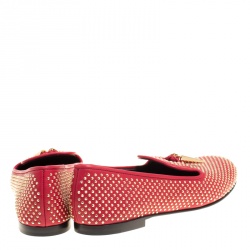 Giuseppe Zanotti Red Studded Leather Lucia Shark Tooth Smoking Slippers Size 41