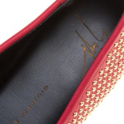Giuseppe Zanotti Red Studded Leather Lucia Shark Tooth Smoking Slippers Size 41
