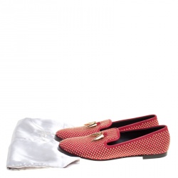 Giuseppe Zanotti Red Studded Leather Lucia Shark Tooth Smoking Slippers Size 41