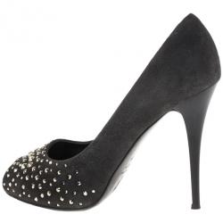 مملوكة مسبقًا Giuseppe Zanotti Black Suede Studded Pumps Size 39.5