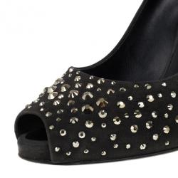 مملوكة مسبقًا Giuseppe Zanotti Black Suede Studded Pumps Size 39.5