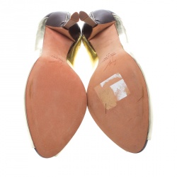 Pre Owned حذاء كعب عالي جوسيبي زانوتي مقدمة مفتوحة جلد عنابي/ ذهبي مقاس 40