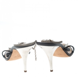 Pre Owned Giuseppe Zanotti Black Leather Crystal Embellished Fishbone Sandals Size 37