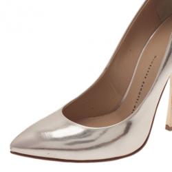 Pre Owned Giuseppe Zanotti Gold Metallic Leather Pointed Toe Pumps Size 38