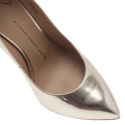 Pre Owned Giuseppe Zanotti Gold Metallic Leather Pointed Toe Pumps Size 38