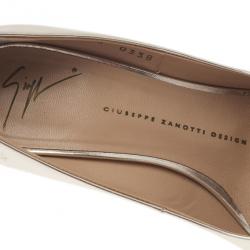 Pre Owned Giuseppe Zanotti Gold Metallic Leather Pointed Toe Pumps Size 38