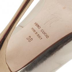 Pre Owned Giuseppe Zanotti Gold Metallic Leather Pointed Toe Pumps Size 38