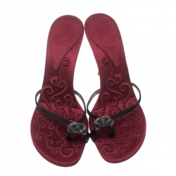 مملوكة مسبقًا صندل جوسيبي زانوتي حلقة إصبع ساتان أسود مقاس 36