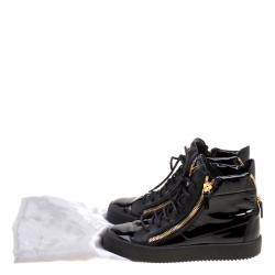 Pre Owned Giuseppe Zanotti Black Patent Leather High Top Sneakers Size 40