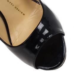 مملوكة مسبقًا Giuseppe Zanotti Black Patent Open Toe Pumps 35