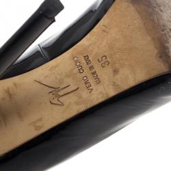 مملوكة مسبقًا Giuseppe Zanotti Black Patent Open Toe Pumps 35