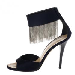 Pre Owned Giuseppe Zanotti Black Open Toe Ankle Strap Sandals Size 36.5